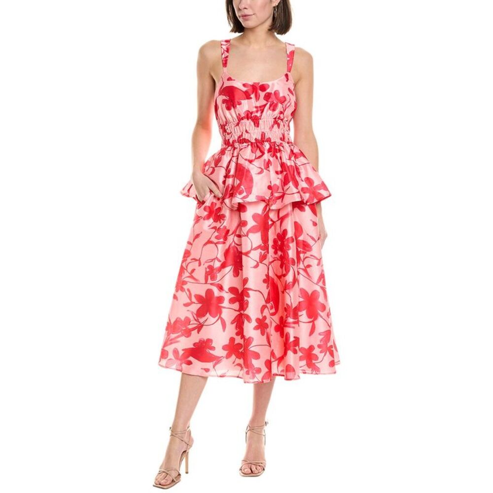 Hutch Pink and Red Floral Midi Dress
